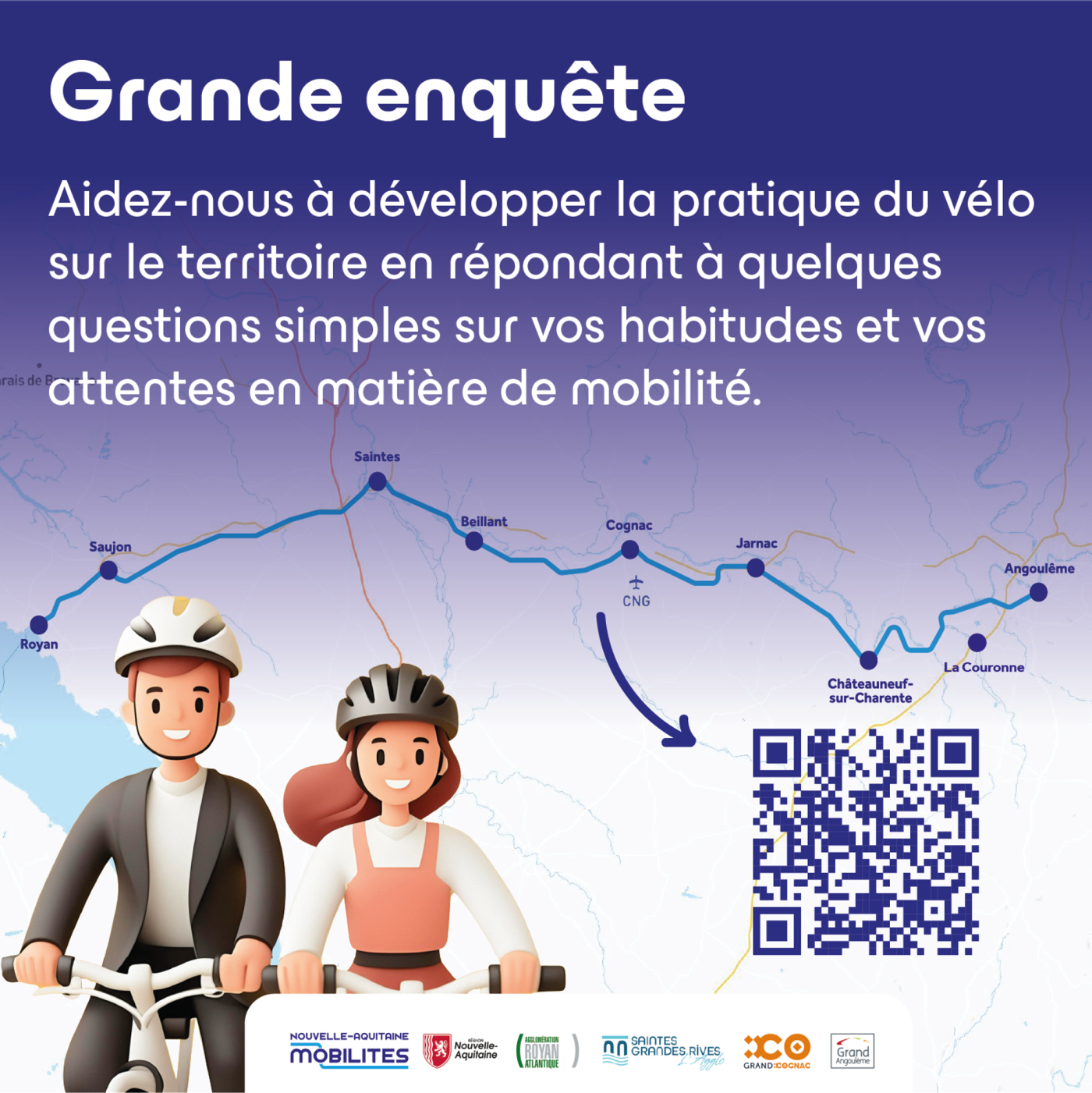 Visuel présentant l'enquête ansi que le QR Code